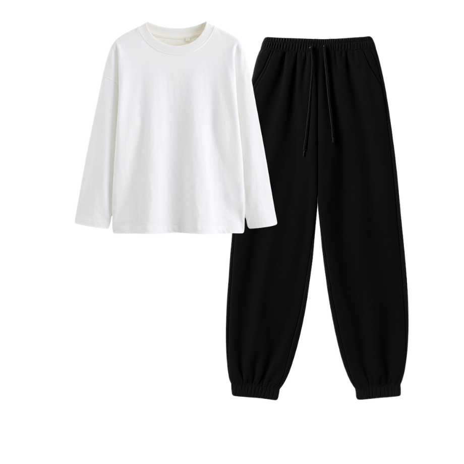Black Sweatpant With Full Sleeves T-Shirt