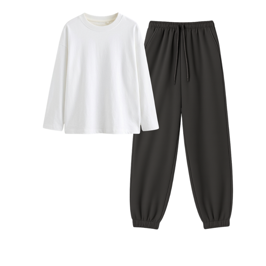 Charcoalgrey Sweatpant With Full Sleeves T-Shirt