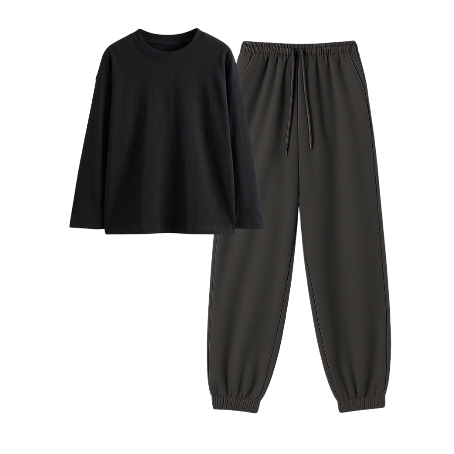 Charcoalgrey Sweatpant With Full Sleeves T-Shirt