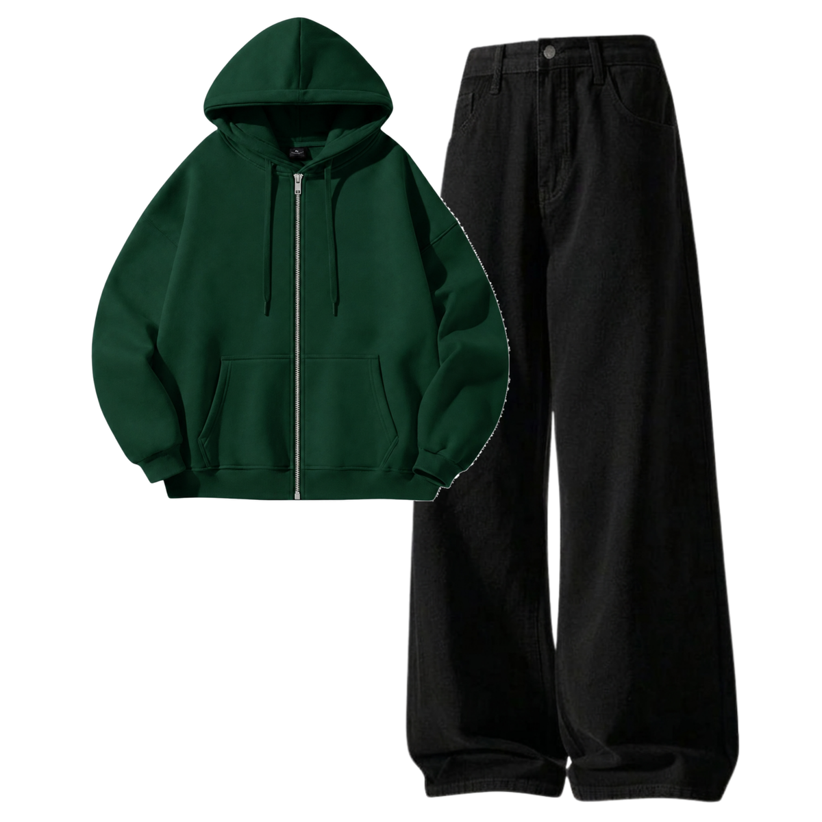 Black Baggy Jeans With Zipper