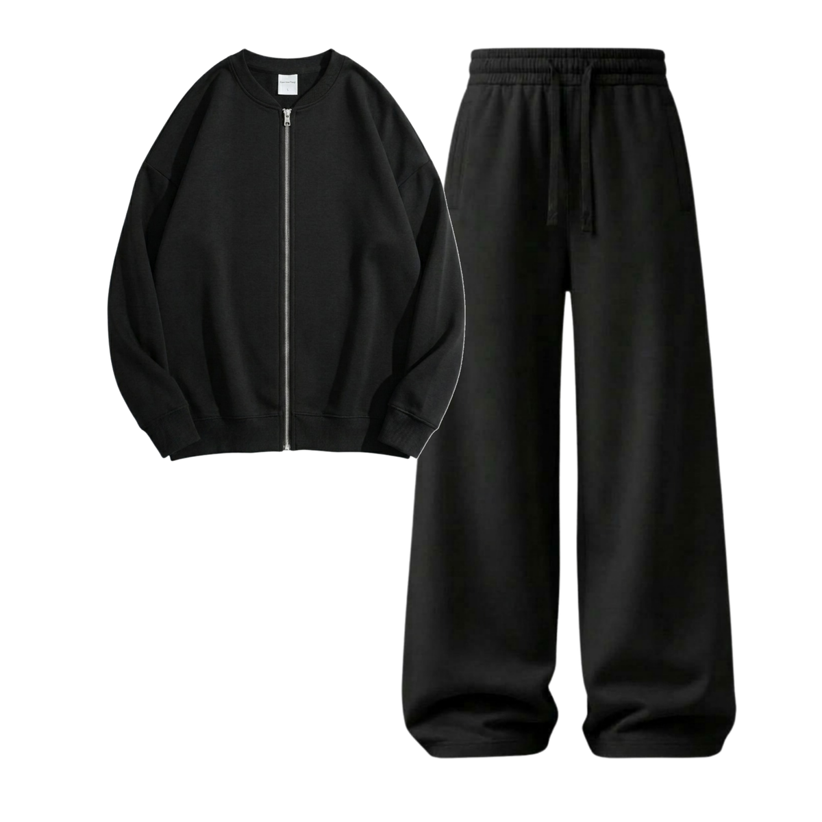 Black Wide-Leg Trouser With Zweat