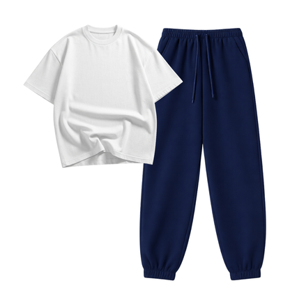 Navyblue Sweatpant With Oversized Drop Shoulder T-Shirt
