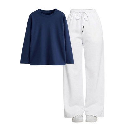 White Wide-Leg Trouser With Full Sleeves T-Shirts