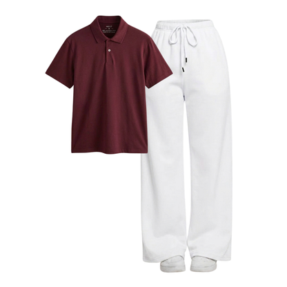 White Wide-Leg Trouser With Polo