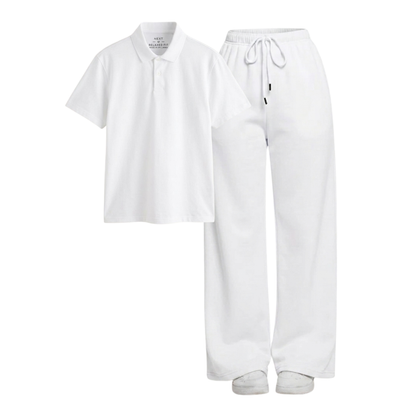 White Wide-Leg Trouser With Polo
