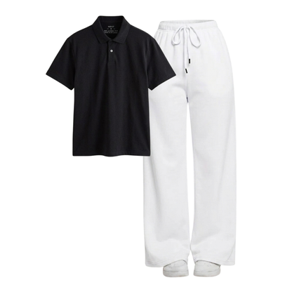 White Wide-Leg Trouser With Polo