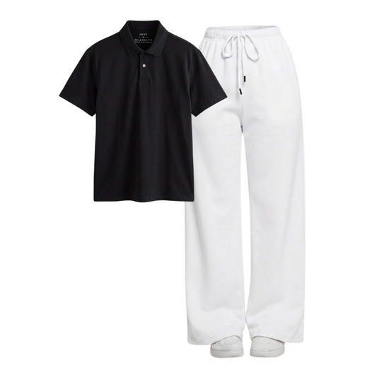 White Wide-Leg Trouser With Polo