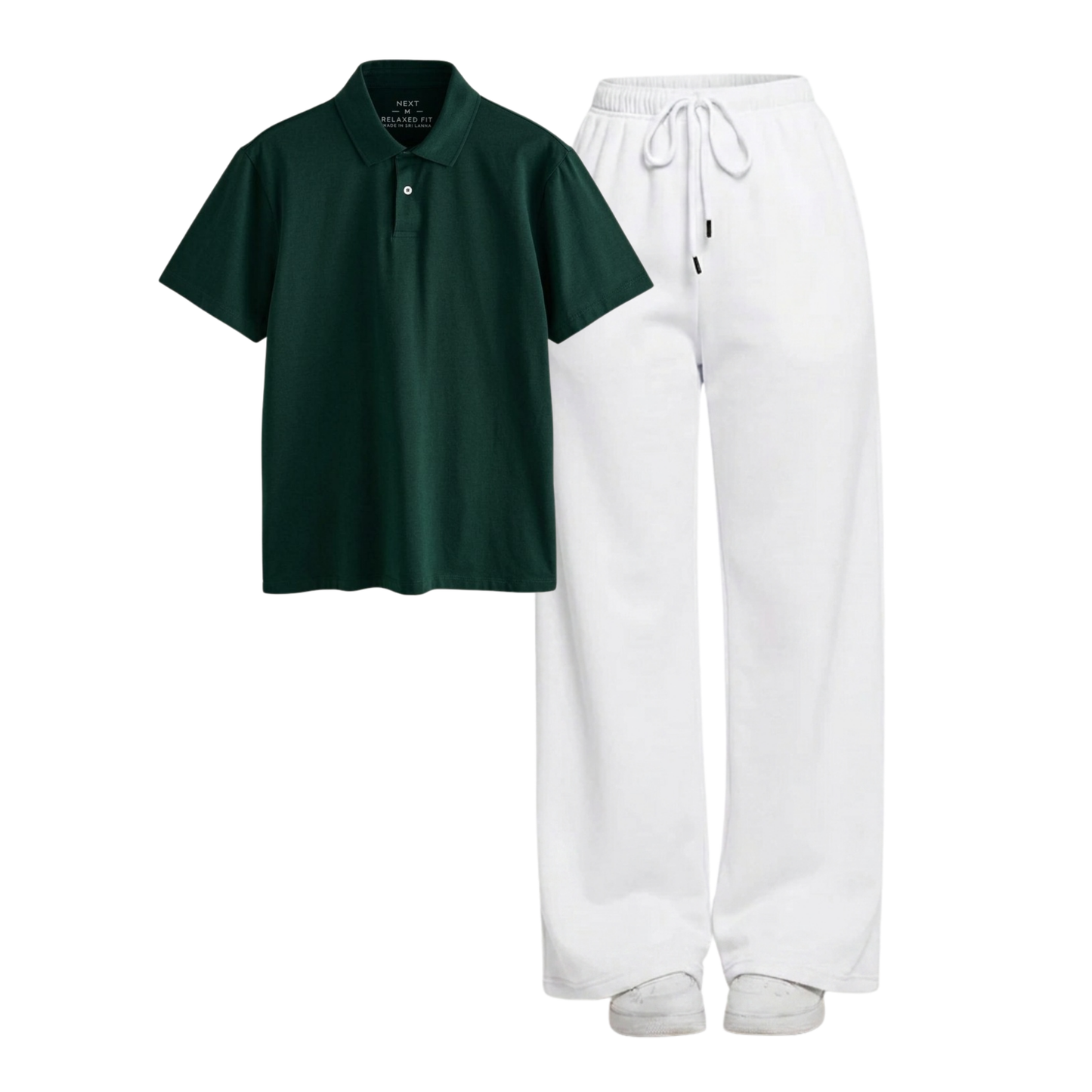 White Wide-Leg Trouser With Polo