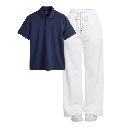 White Wide-Leg Trouser With Polo