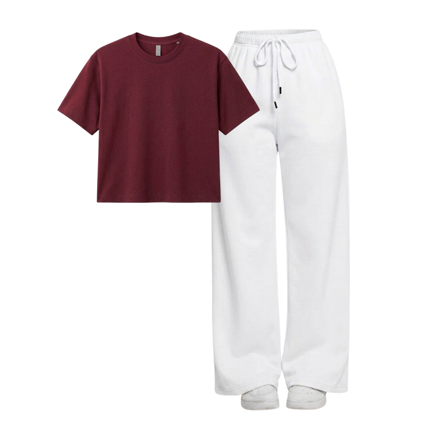 White Wide-Leg Trouser With Crop T-Shirts