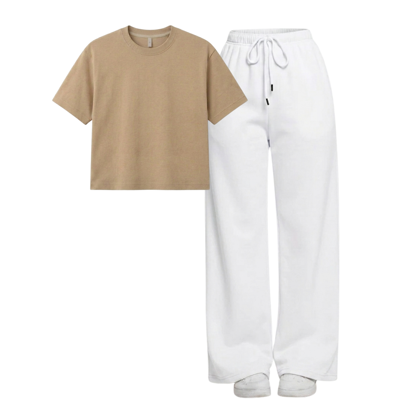 White Wide-Leg Trouser With Crop T-Shirts