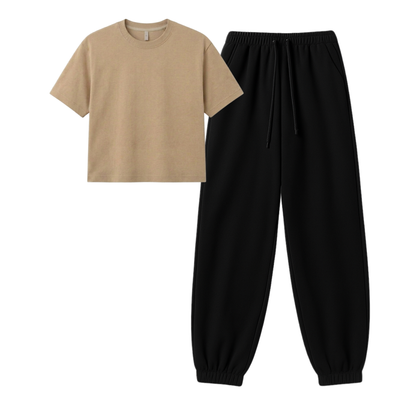 Black Sweatpant With Crop T-Shirt