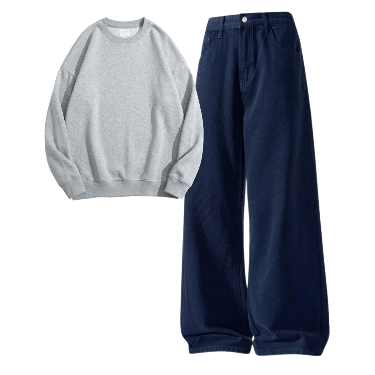Navyblue Baggy Jeans With Sweatshirt