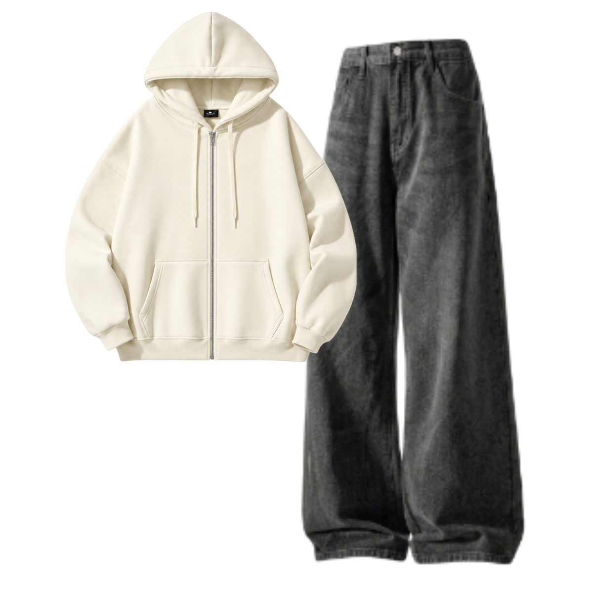 Acid Ash Baggy Jeans With Zipper