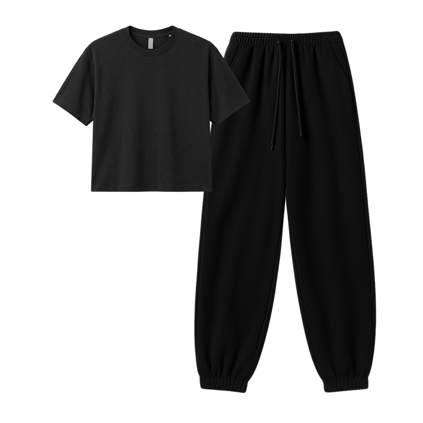 Black Sweatpant With Crop T-Shirt