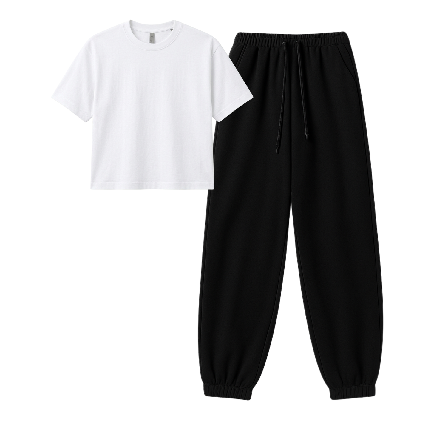 Black Sweatpant With Crop T-Shirt