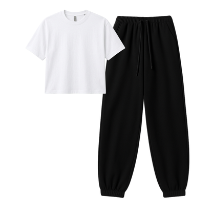 Black Sweatpant With Crop T-Shirt