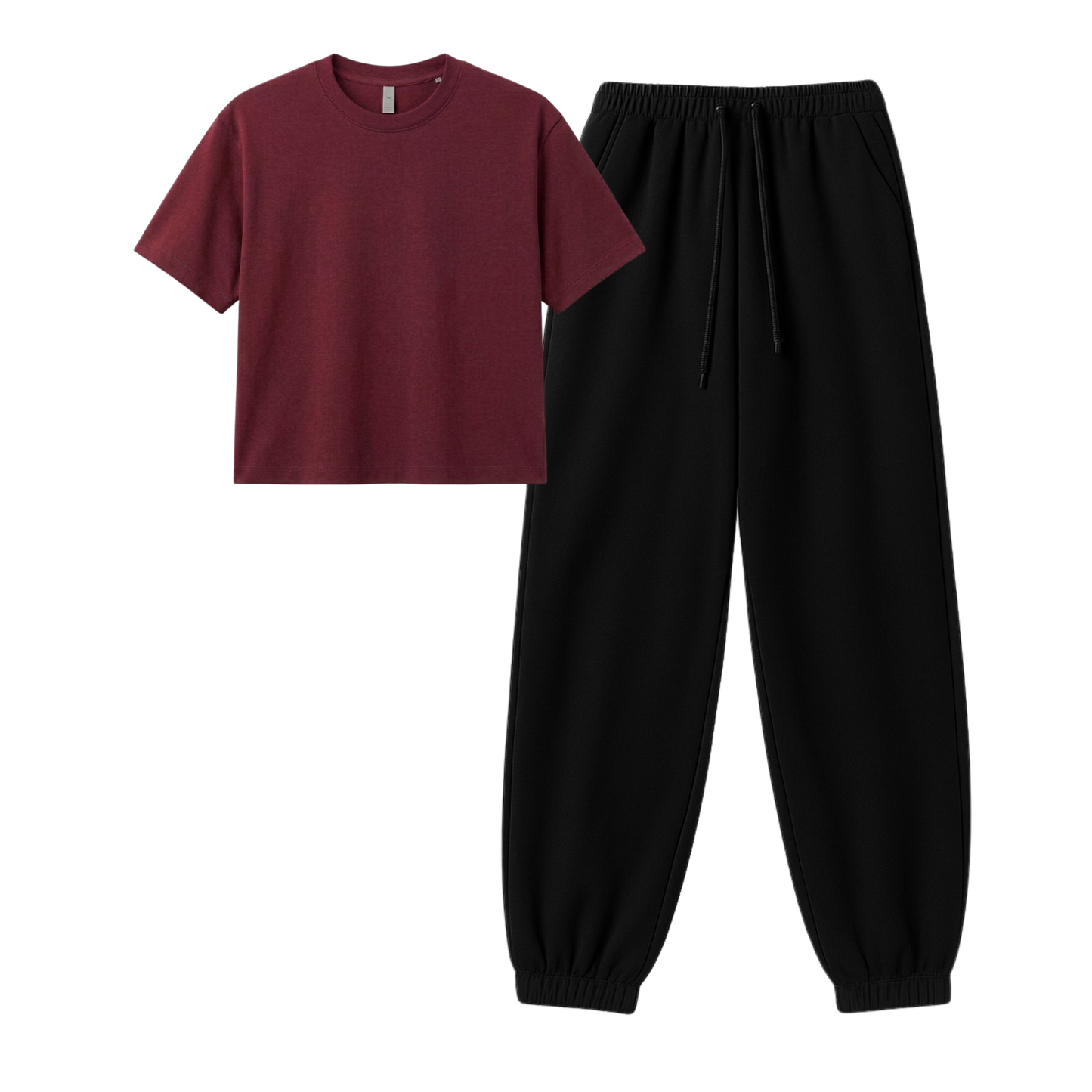 Black Sweatpant With Crop T-Shirt