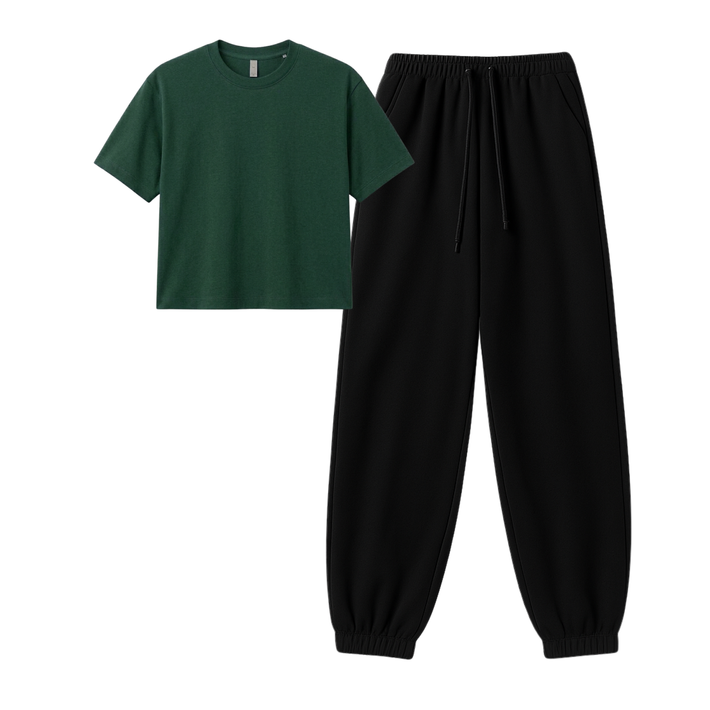 Black Sweatpant With Crop T-Shirt