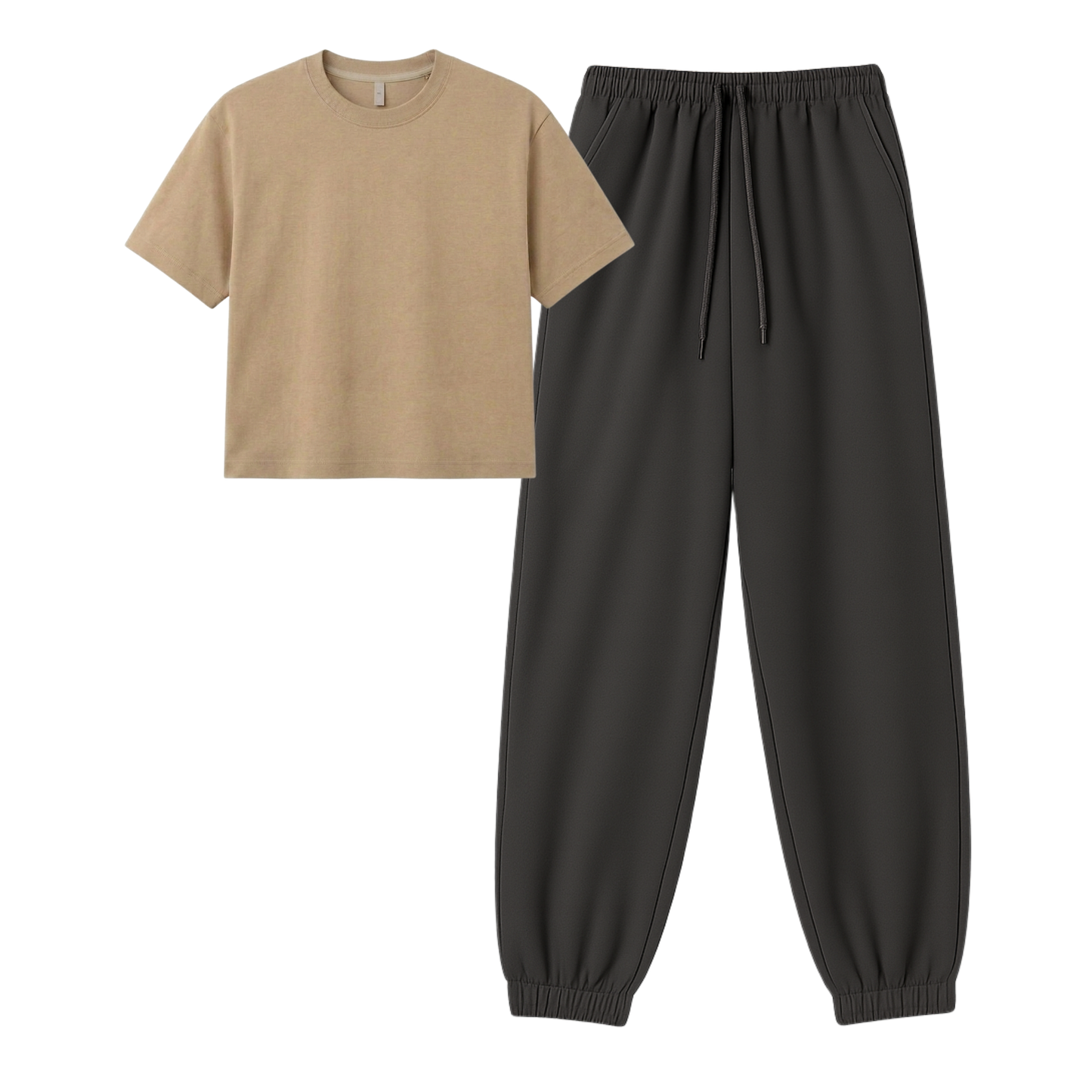 Charcoalgrey Sweatpant With Crop T-Shirt