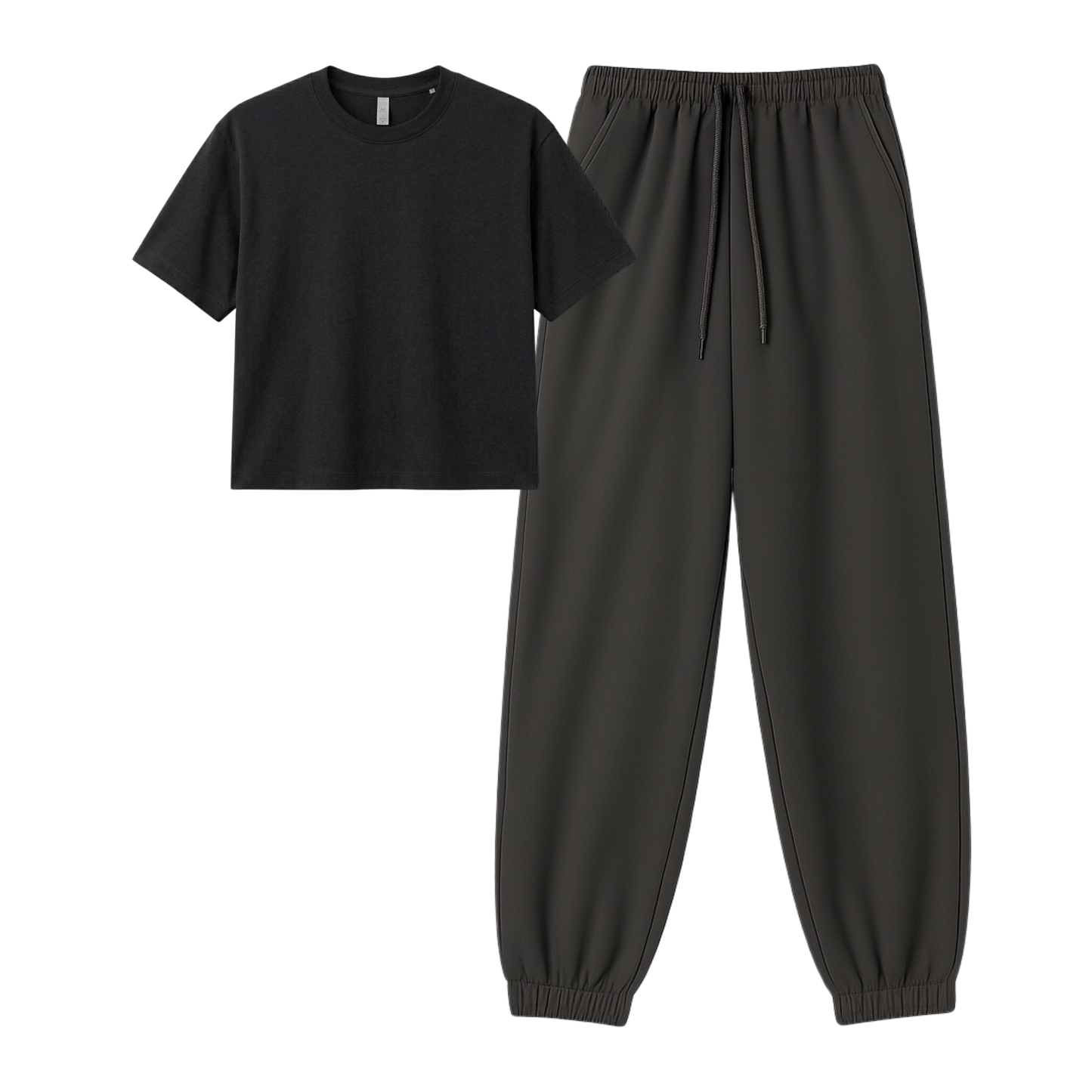 Charcoalgrey Sweatpant With Crop T-Shirt