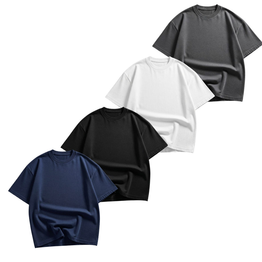 Pack Of 4 Oversized Drop Shoulder T-Shirt