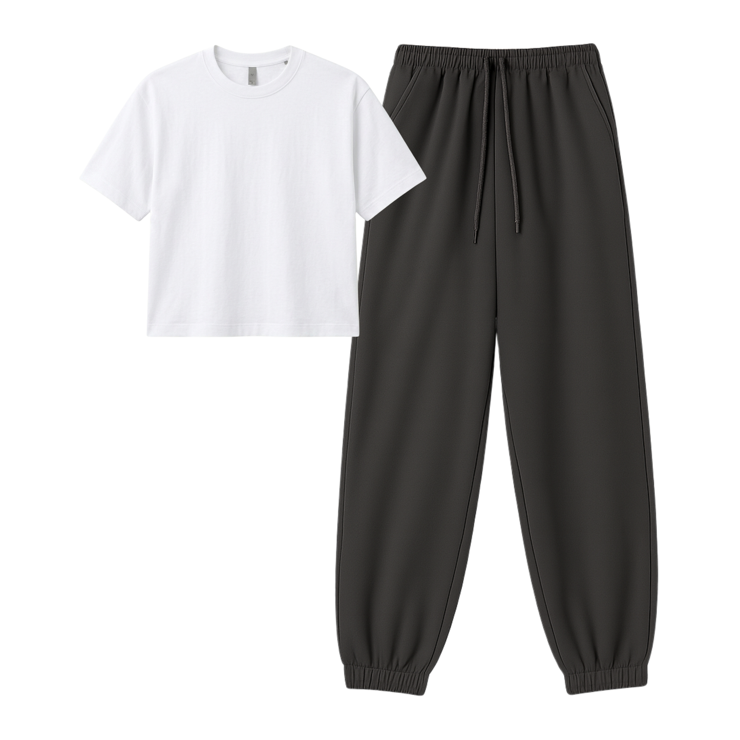 Charcoalgrey Sweatpant With Crop T-Shirt