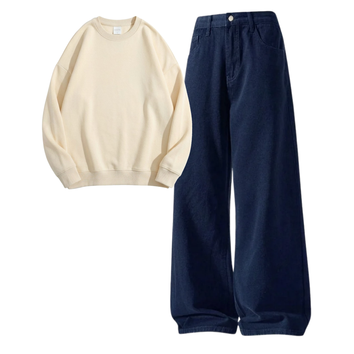 Navyblue Baggy Jeans With Sweatshirt