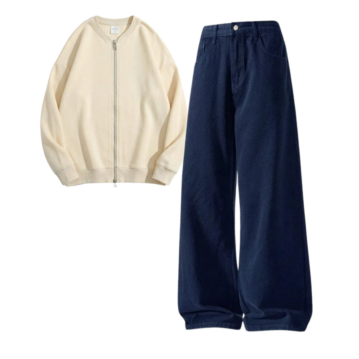 Navyblue Baggy Jeans With Zweat