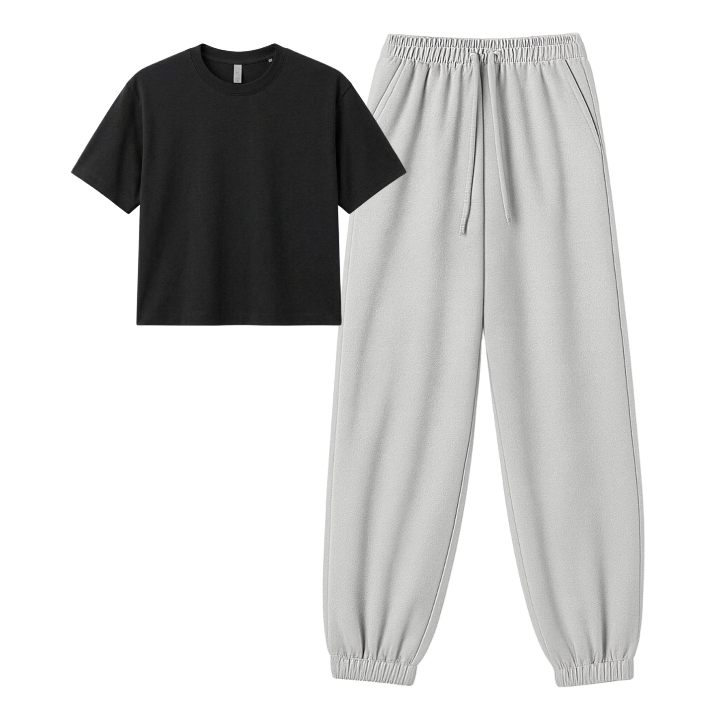 Lightgrey Sweatpant With Crop T-Shirt