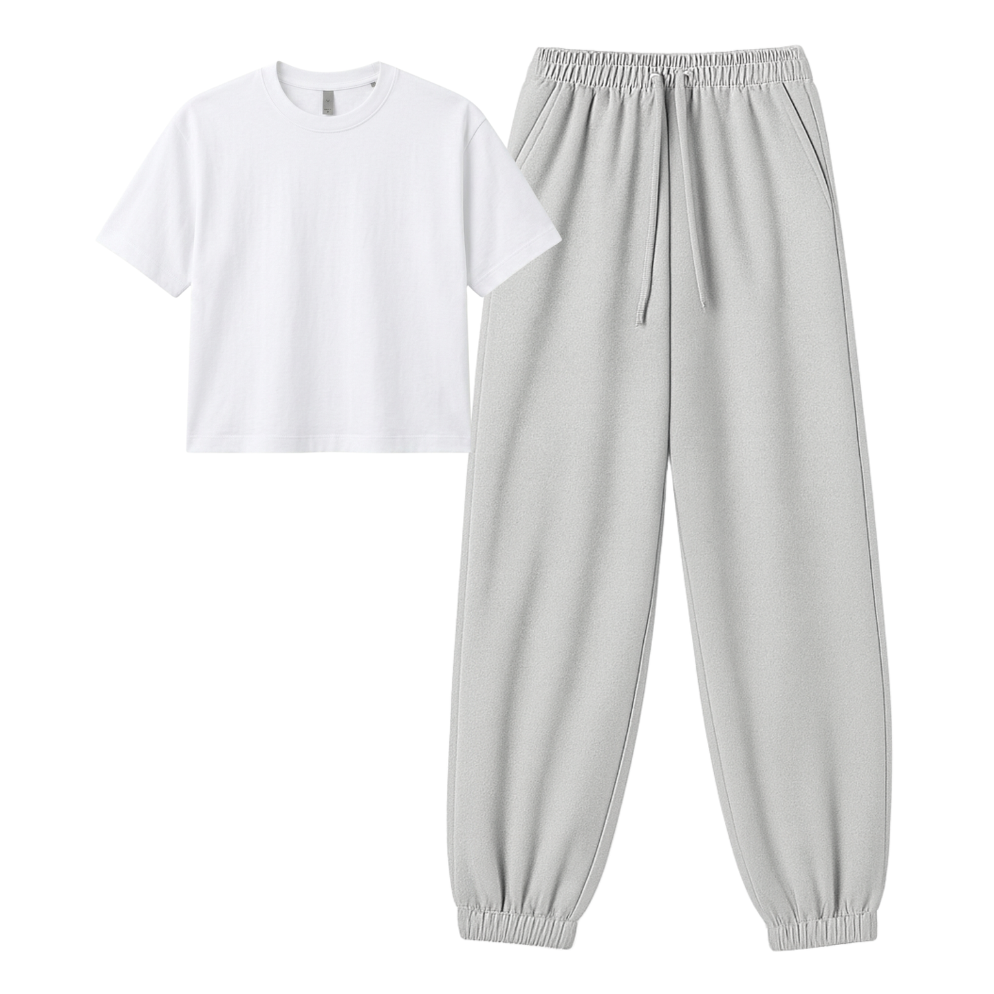 Lightgrey Sweatpant With Crop T-Shirt