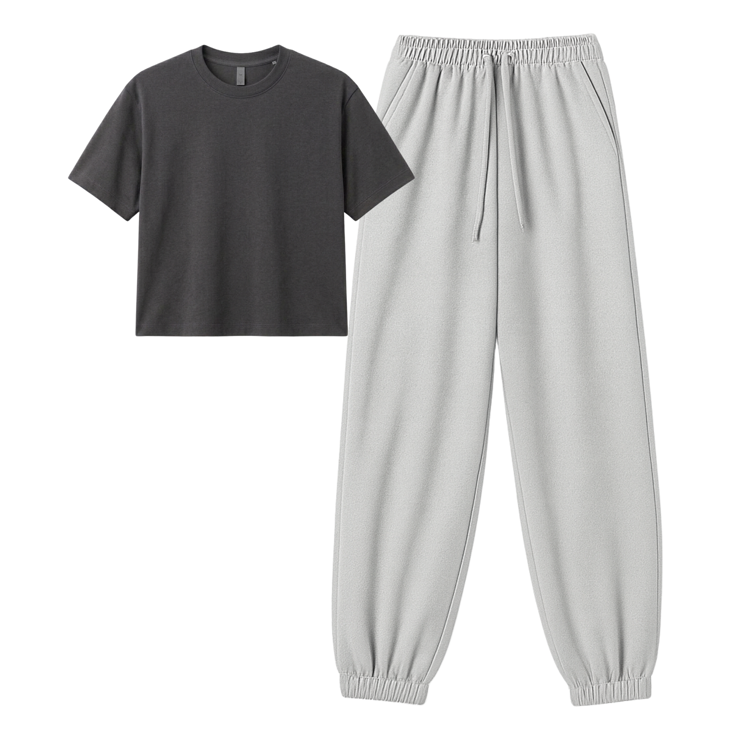 Lightgrey Sweatpant With Crop T-Shirt