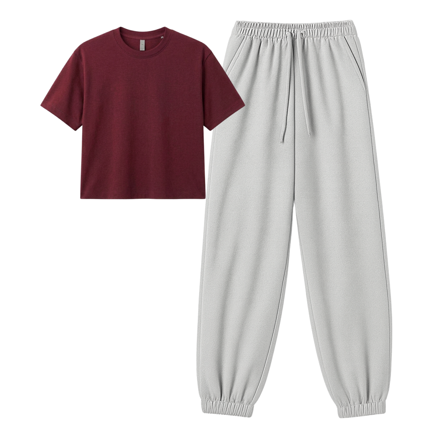 Lightgrey Sweatpant With Crop T-Shirt
