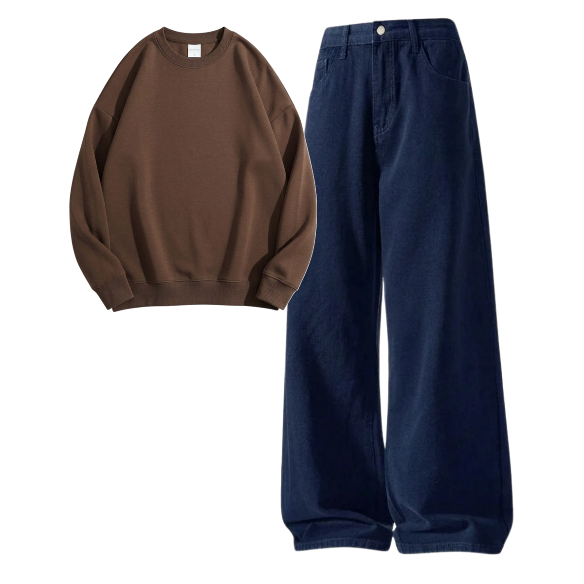 Navyblue Baggy Jeans With Sweatshirt