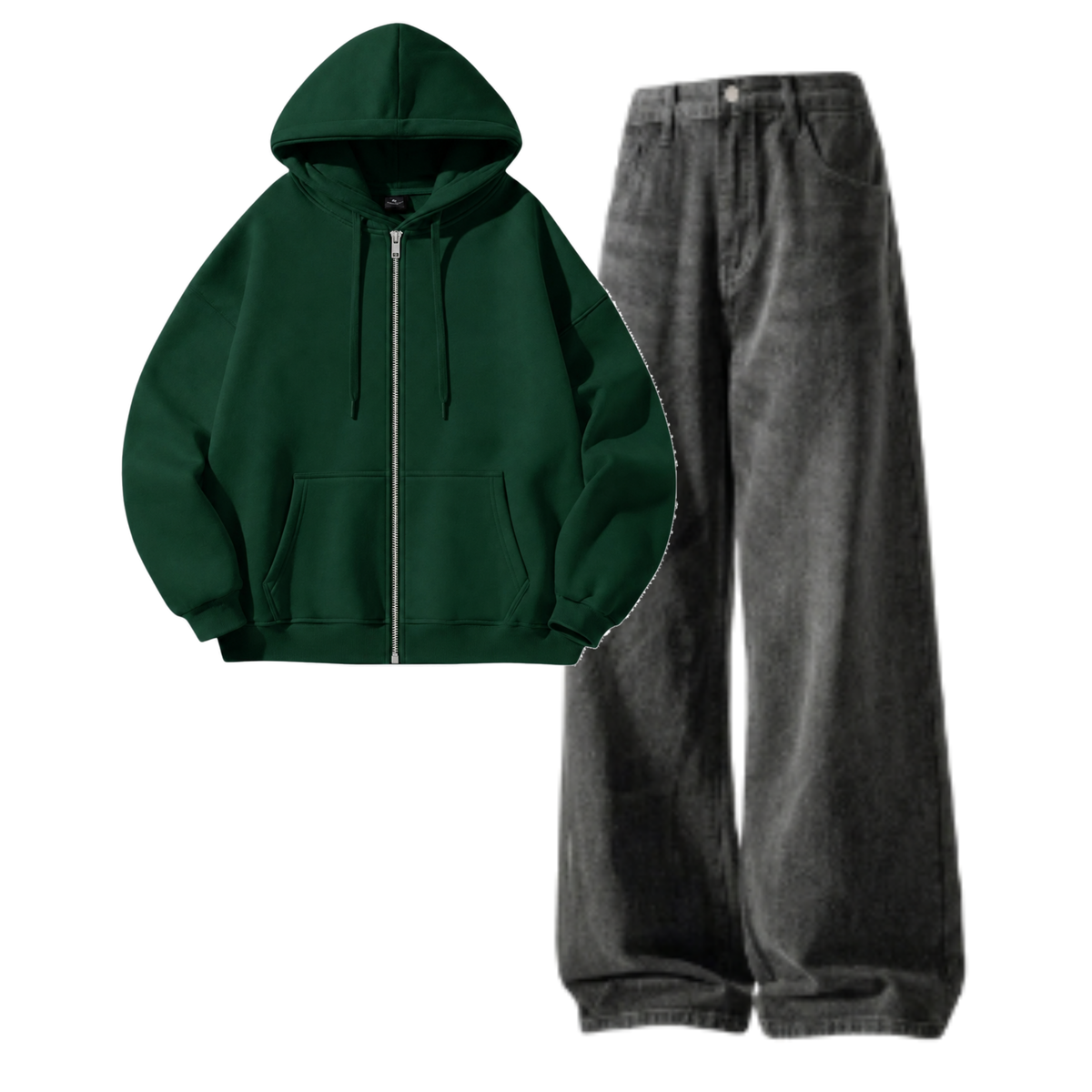 Acid Ash Baggy Jeans With Zipper