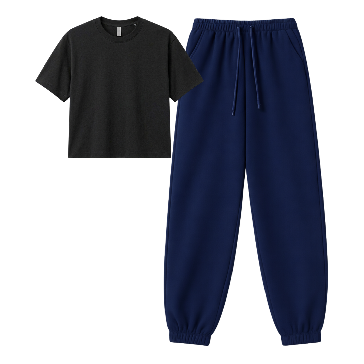 Navyblue Sweatpant With Crop T-Shirt