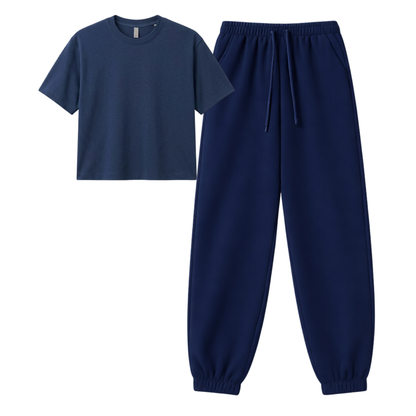 Navyblue Sweatpant With Crop T-Shirt