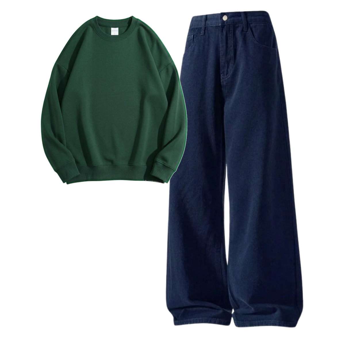 Navyblue Baggy Jeans With Sweatshirt