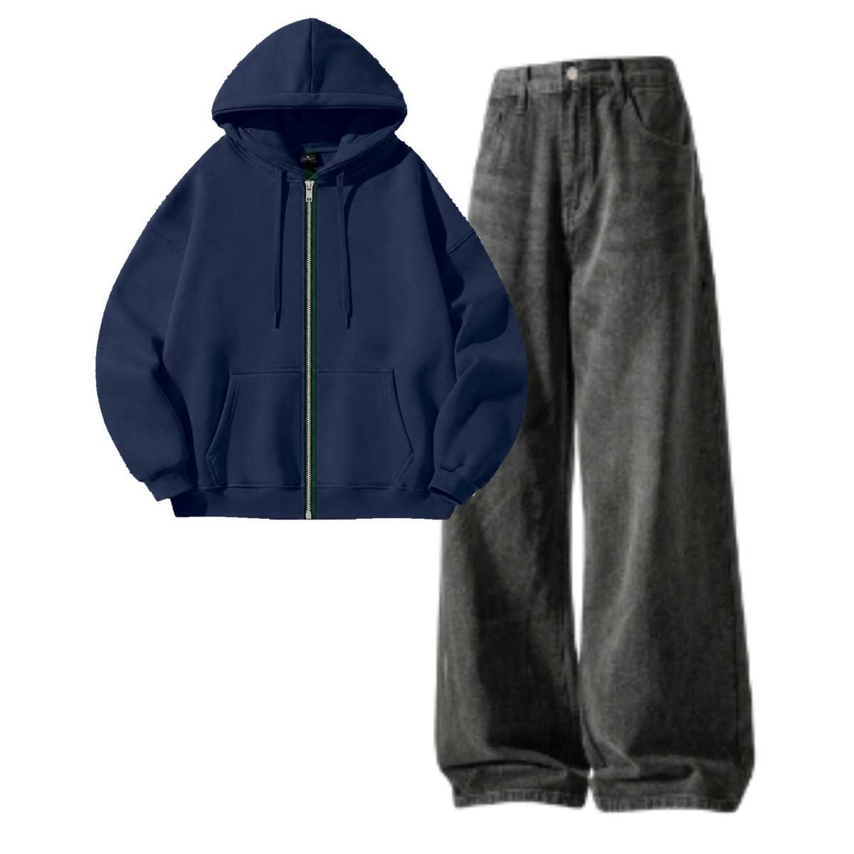 Acid Ash Baggy Jeans With Zipper