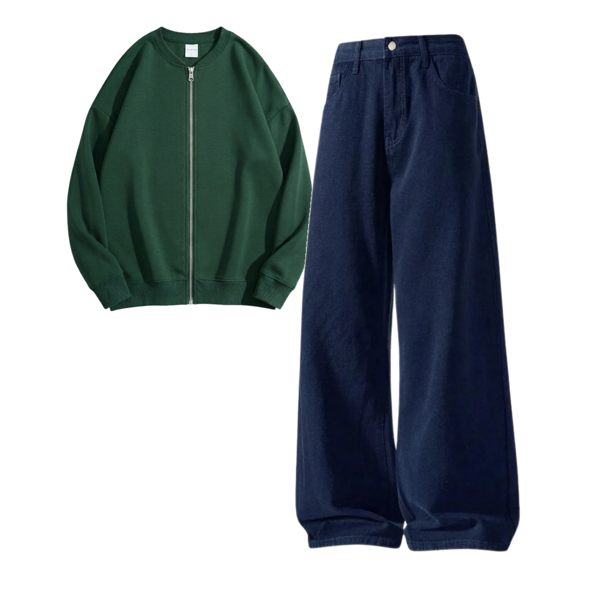 Navyblue Baggy Jeans With Zweat