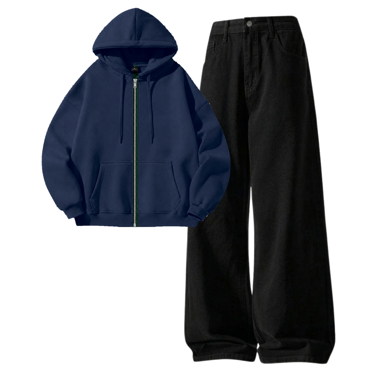 Black Baggy Jeans With Zipper