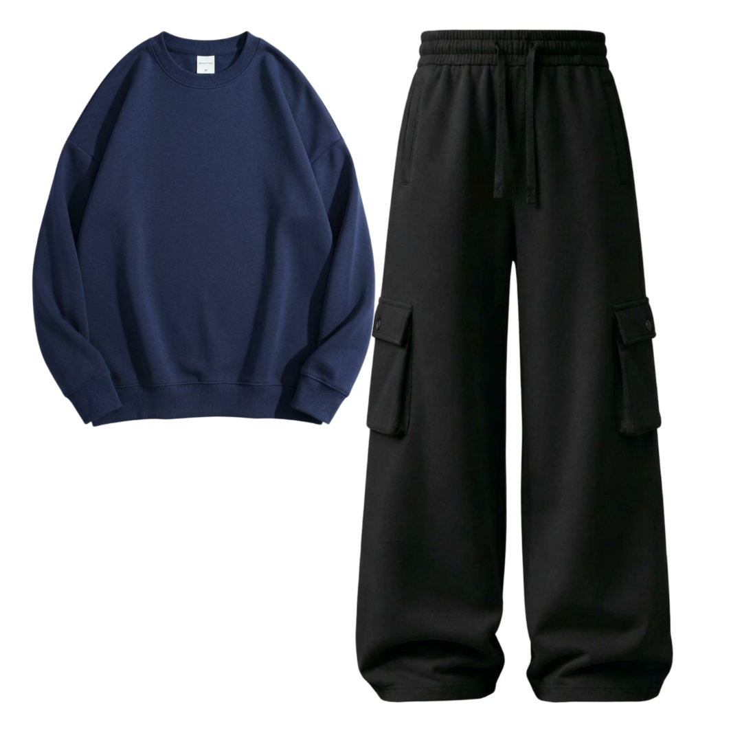 Black Cargo With Sweatshirt