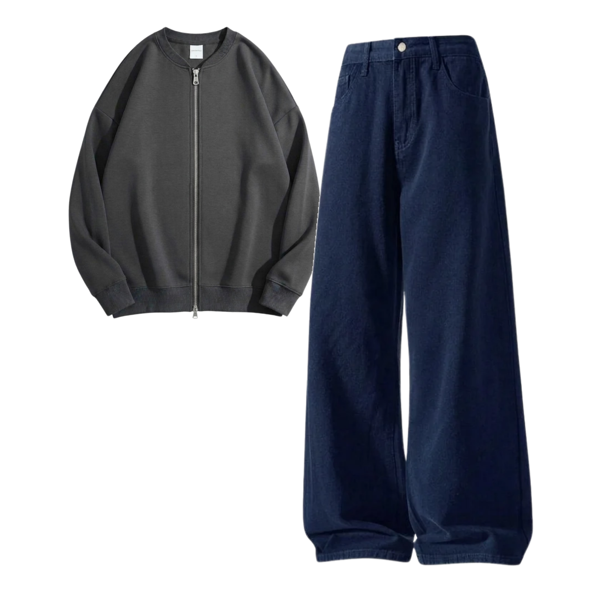 Navyblue Baggy Jeans With Zweat