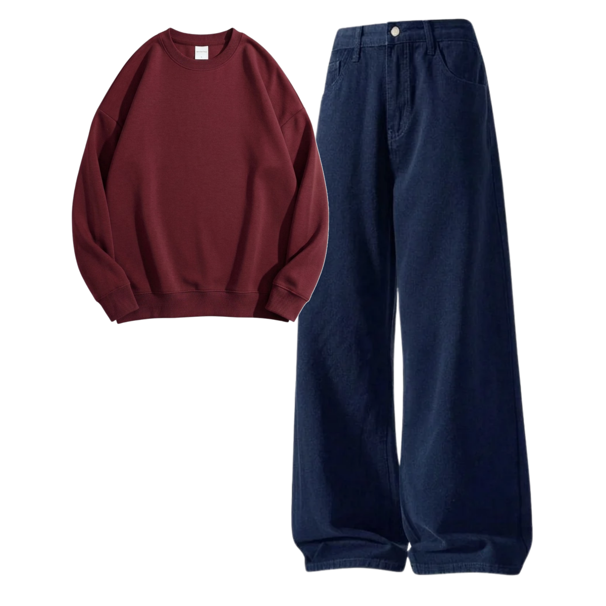Navyblue Baggy Jeans With Sweatshirt