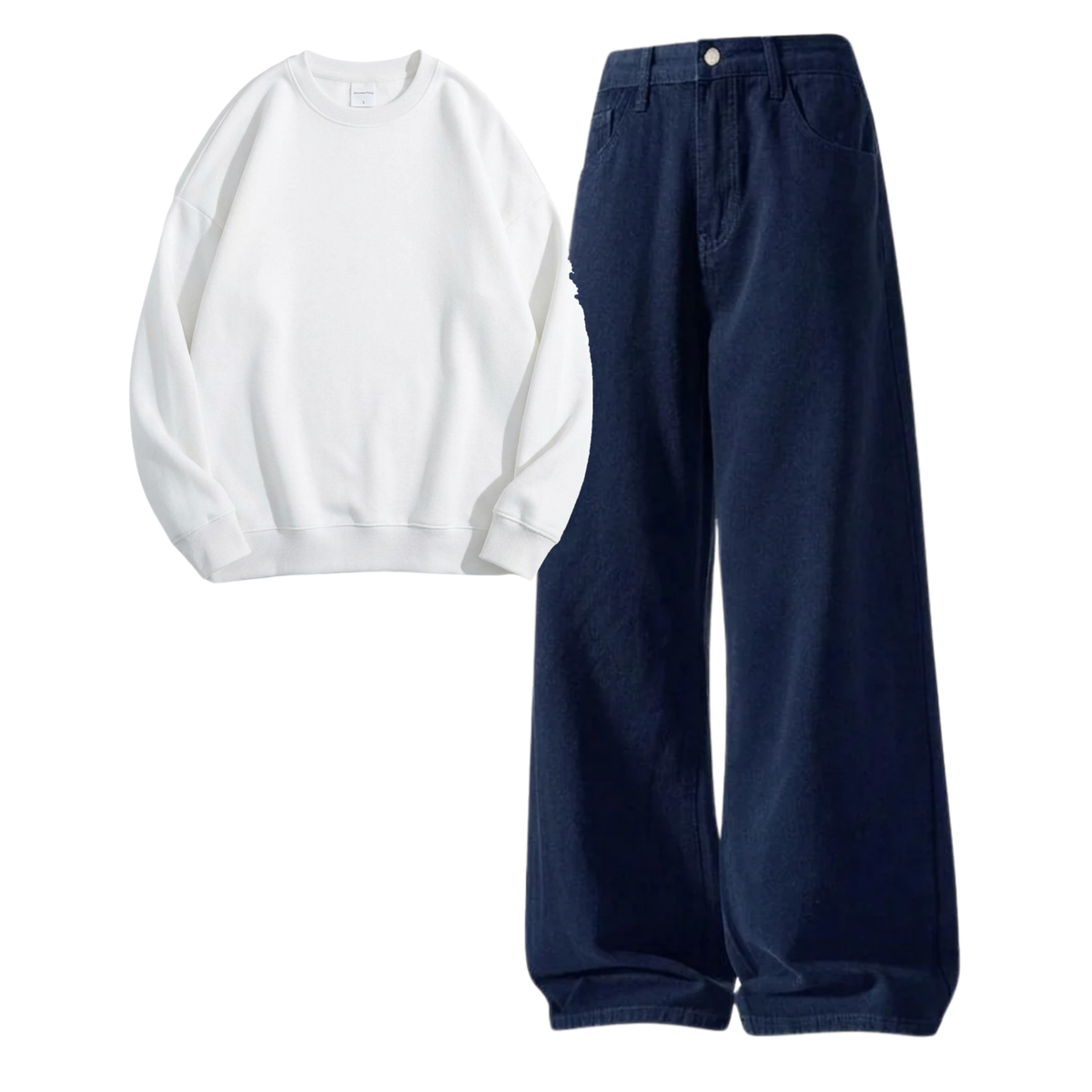 Navyblue Baggy Jeans With Sweatshirt