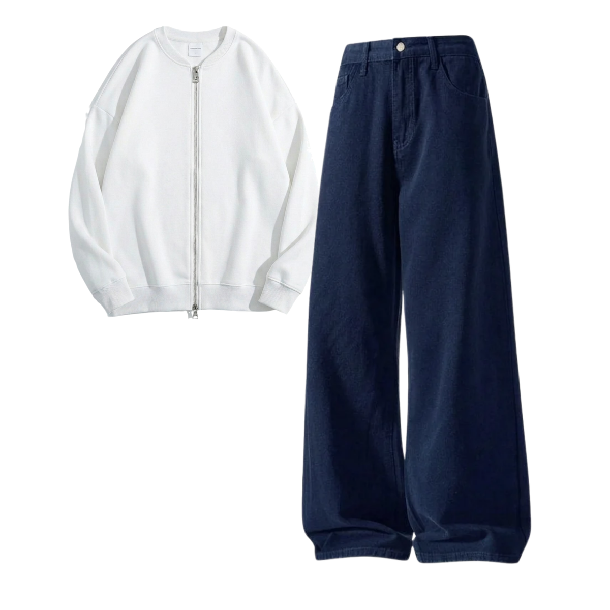 Navyblue Baggy Jeans With Zweat