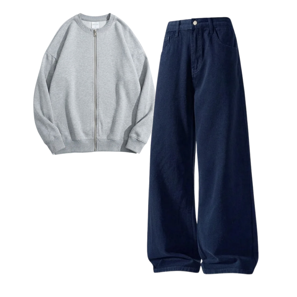 Navyblue Baggy Jeans With Zweat