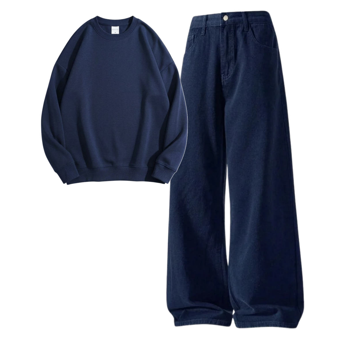 Navyblue Baggy Jeans With Sweatshirt