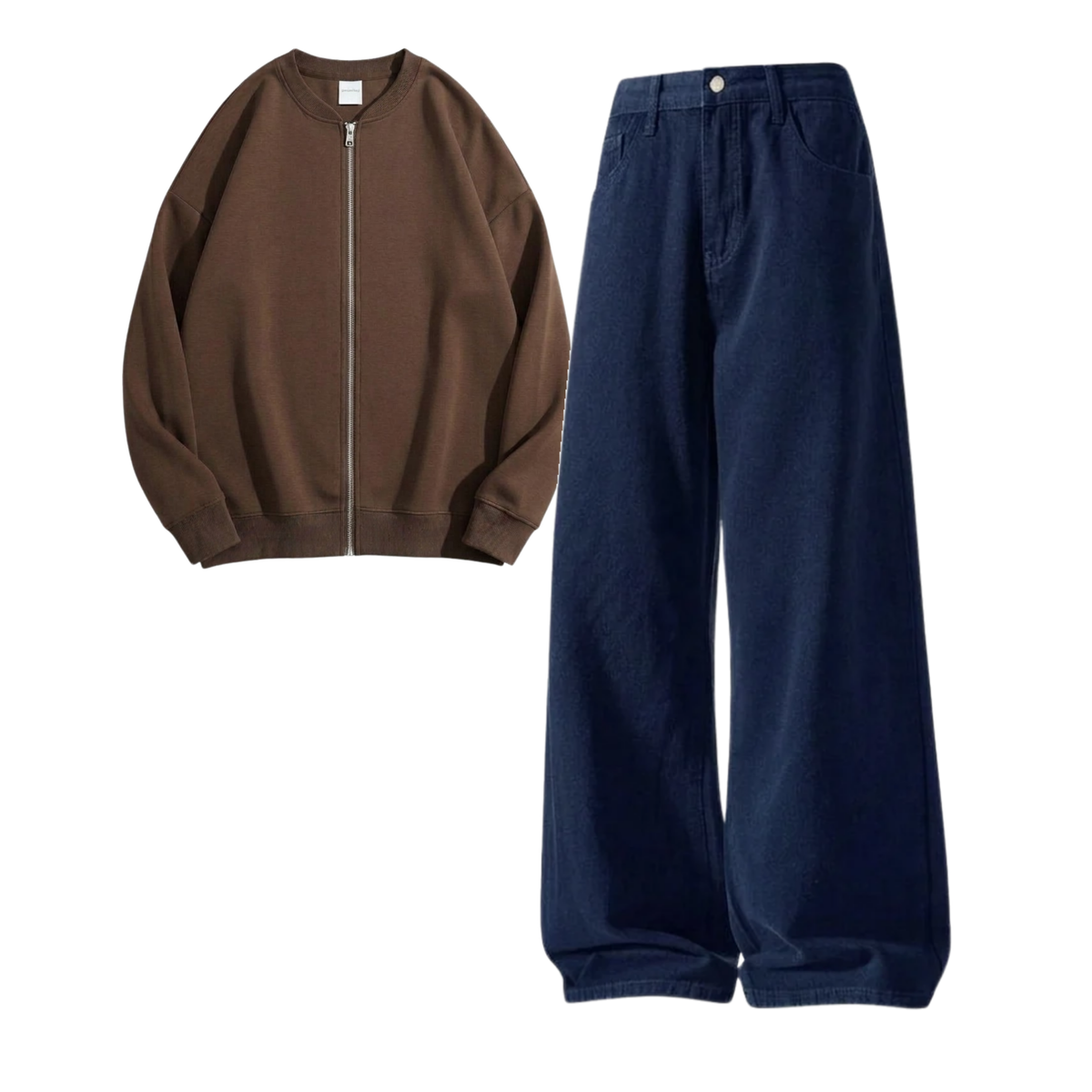 Navyblue Baggy Jeans With Zweat