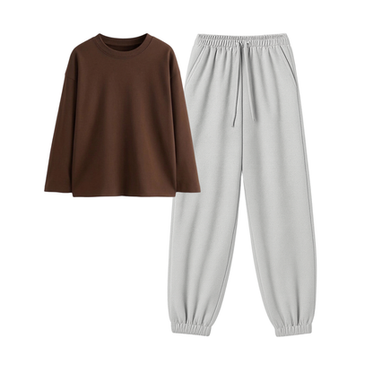 Lightgrey Sweatpant With Full Sleeves T-Shirt